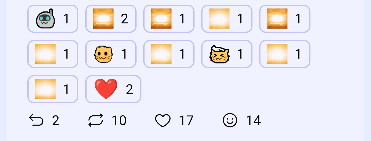 cropped screenshot of the post, the part where reactions are displayed. most of the reactions are :creature_explode: cropped screenshot of the post, the part where reactions are displayed. most of the reactions are :creature_explode: